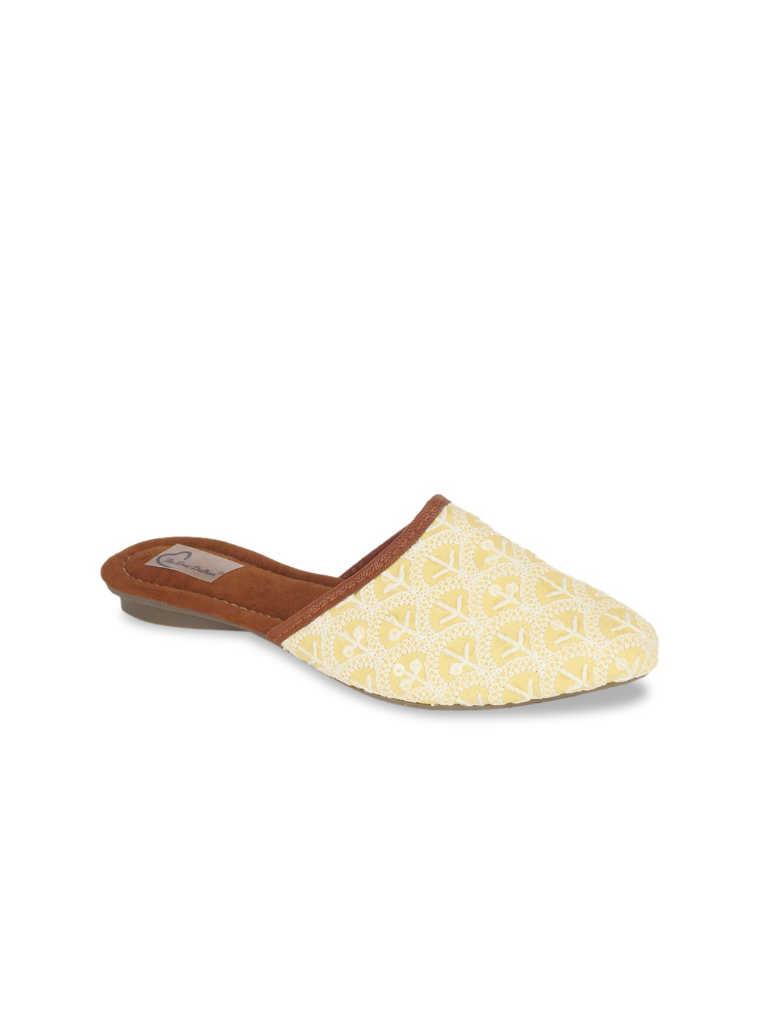 

The Desi Dulhan Women Cream-Coloured Printed Mules Flats