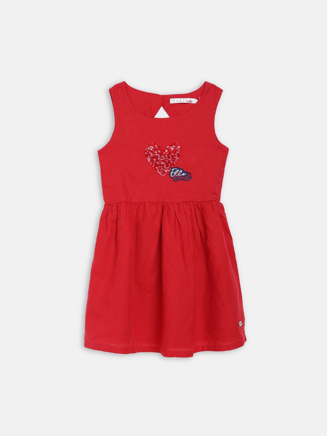 

ELLE Red Linen A-Line Dress