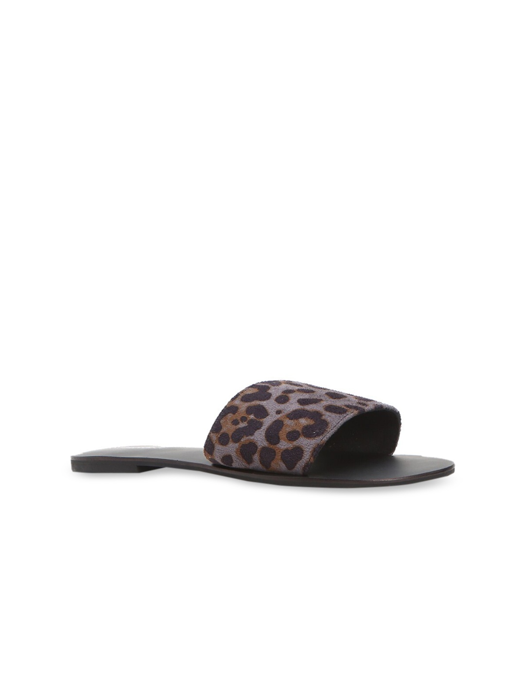 

FOREVER 21 Women Grey Leopard Printed Open Toe Flats
