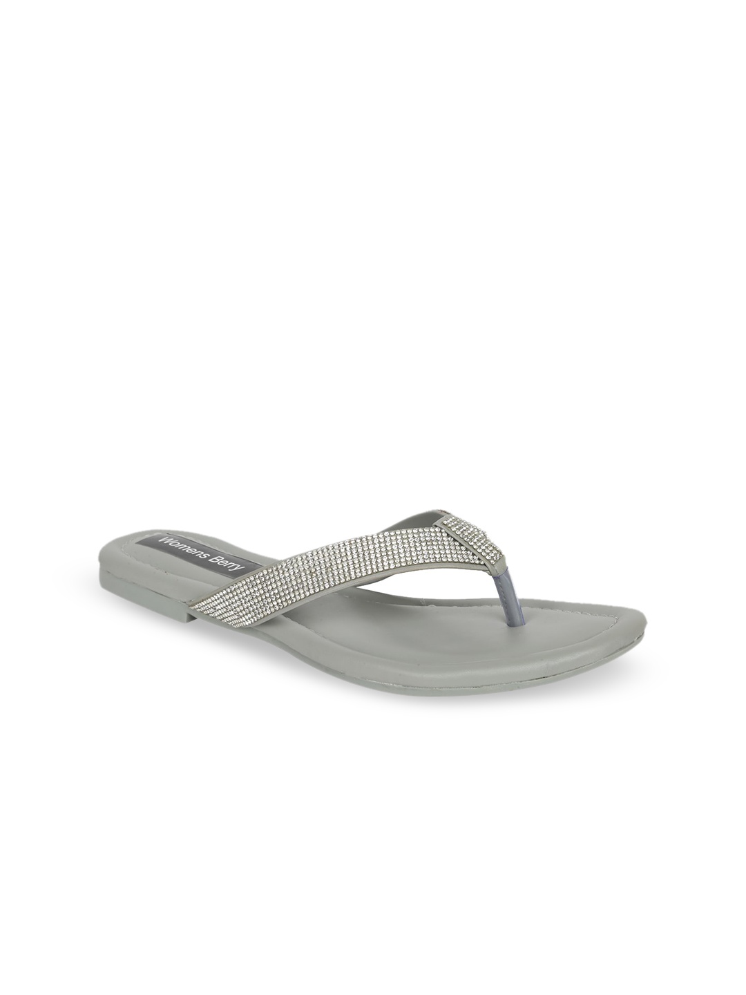 

WOMENS BERRY Women Silver-Toned Embellished Open Toe Flats