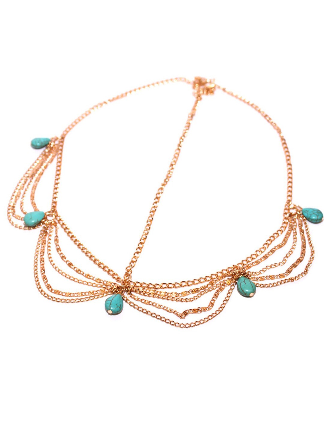 

JOKER & WITCH Women Gold-Toned & Turquoise Blue Beaded Headchain