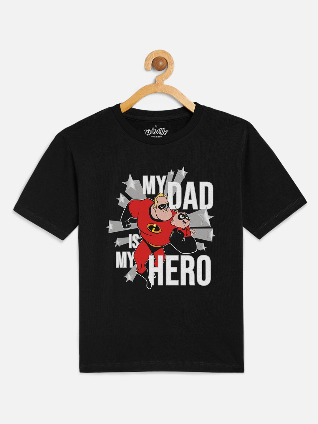 

Kids Ville Boys Black The Incredibles Printed Cotton Pure Cotton T-shirt