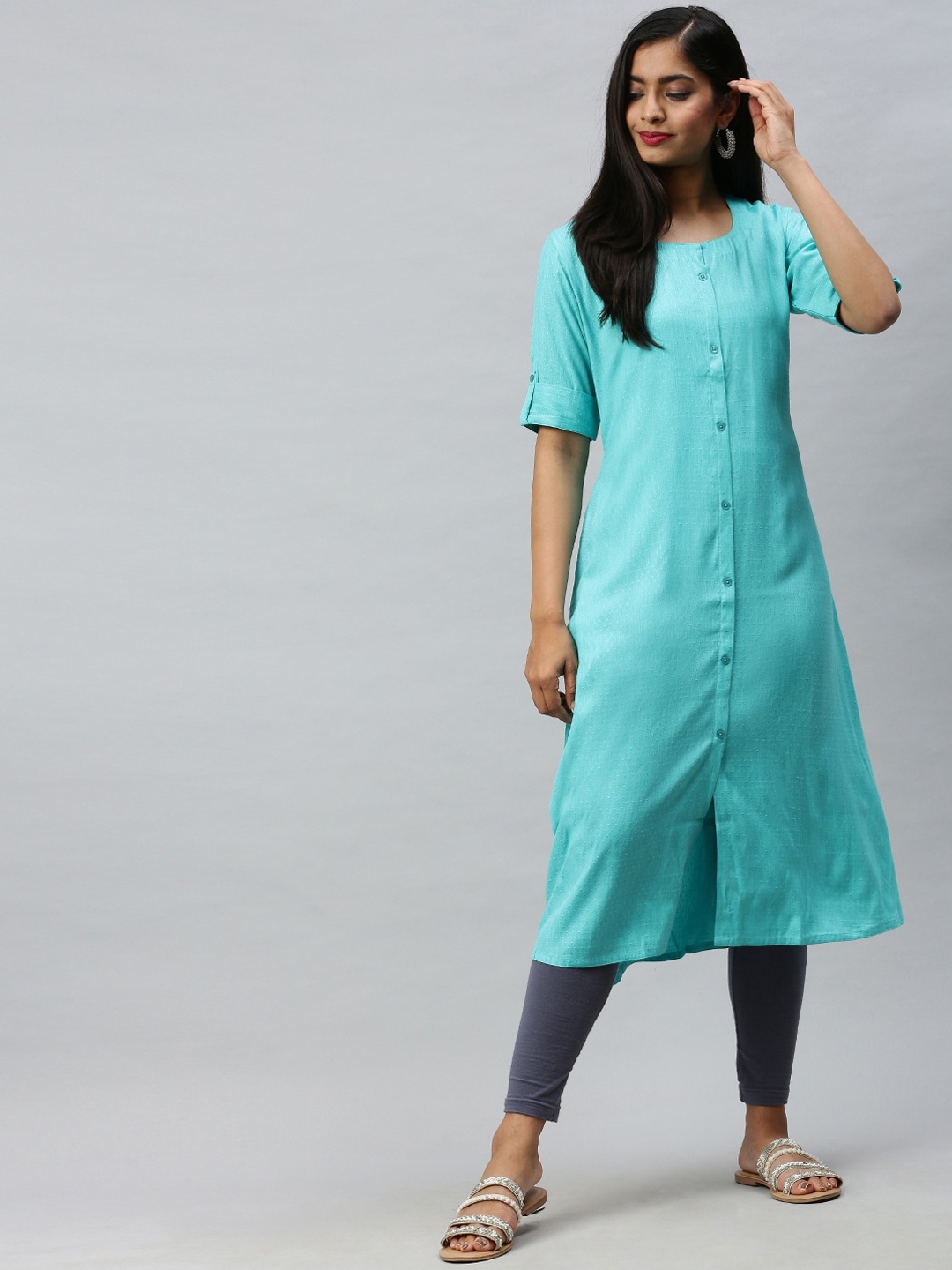 

Soch Women Turquoise Blue Kurta