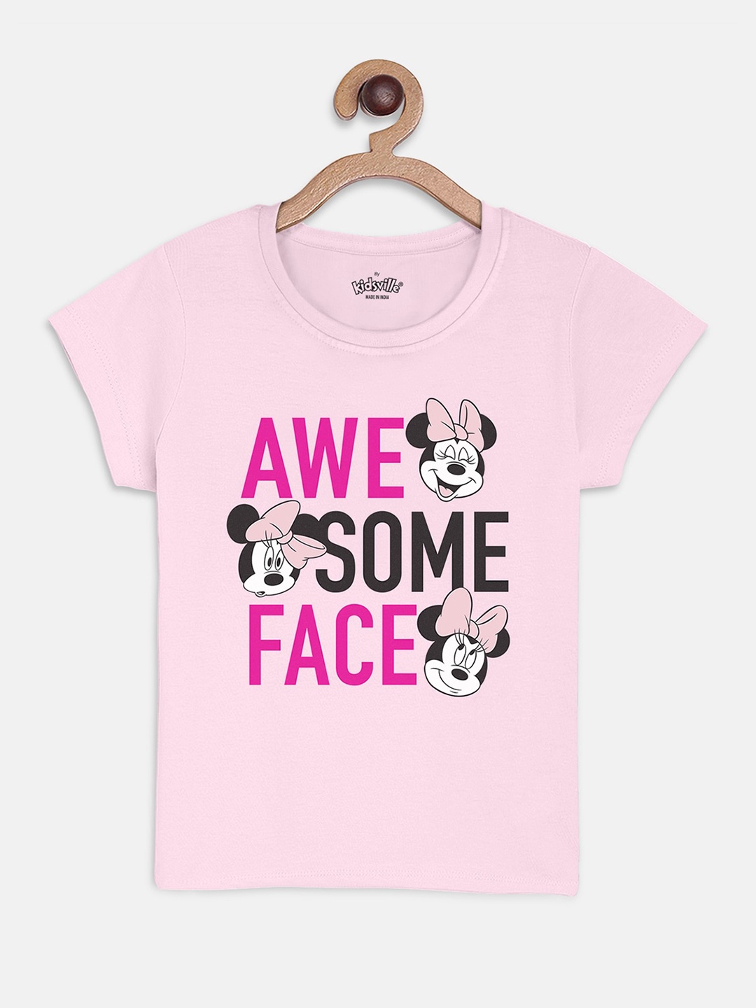 

Kids Ville Girls Pink Mickey Friends Printed Cotton Pure Cotton T-shirt