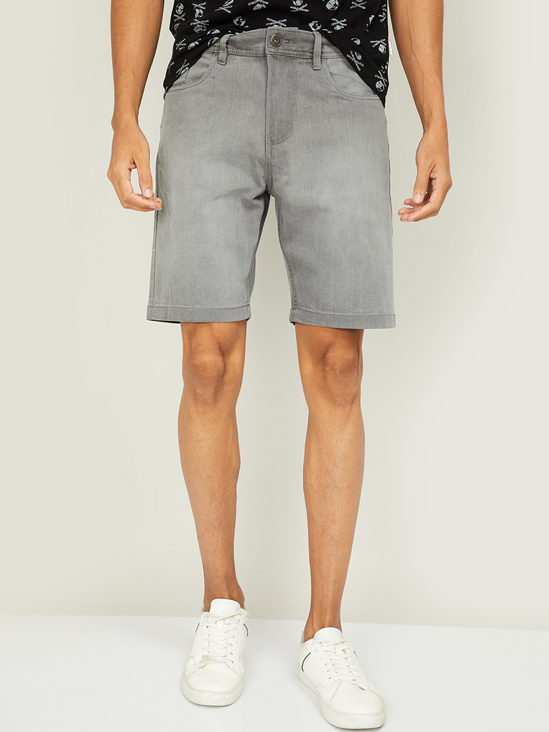

Forca by Lifestyle Men Grey Mid-Rise Cotton Denim Shorts