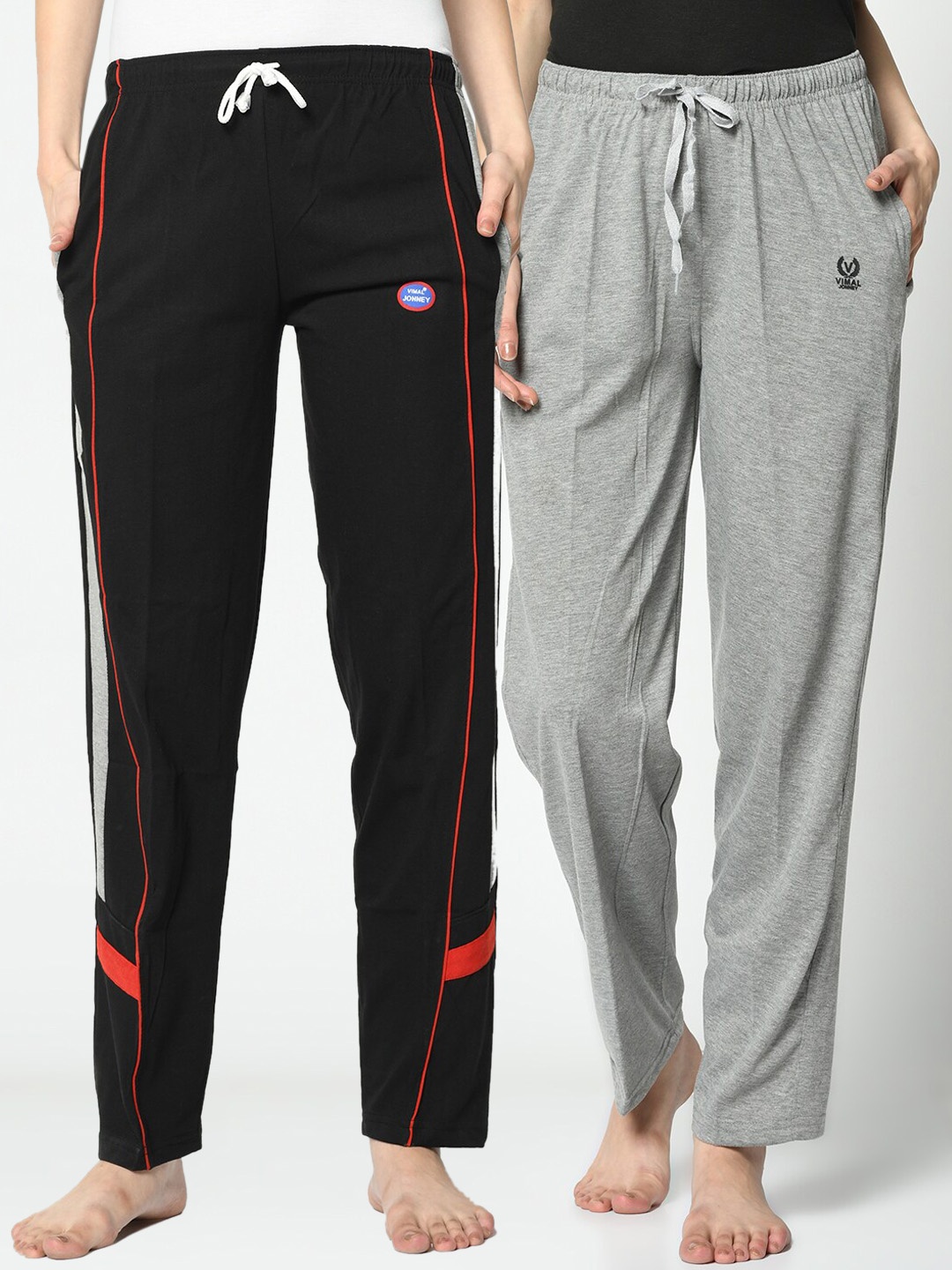 

VIMAL JONNEY Women Pack Of 2 Solid Lounge Pants, Black