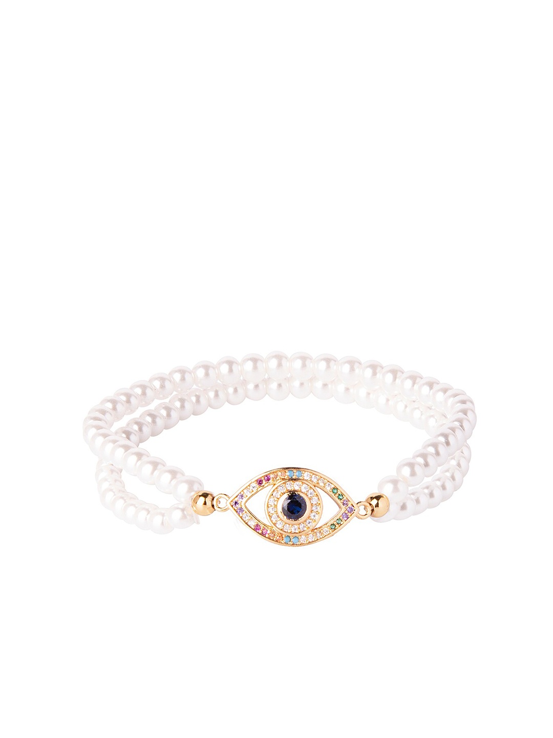 

Moon Dust Women Gold-Toned & White Brass American Diamond Gold-Plated Charm Bracelet