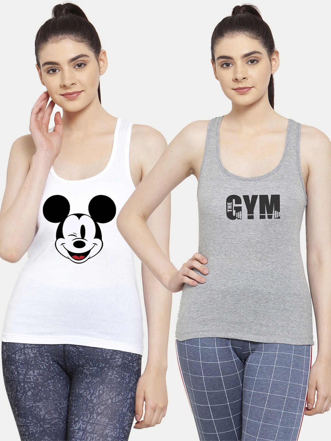 

Friskers Set of 2 White & Grey Mickey Mouse Featured Tank Top
