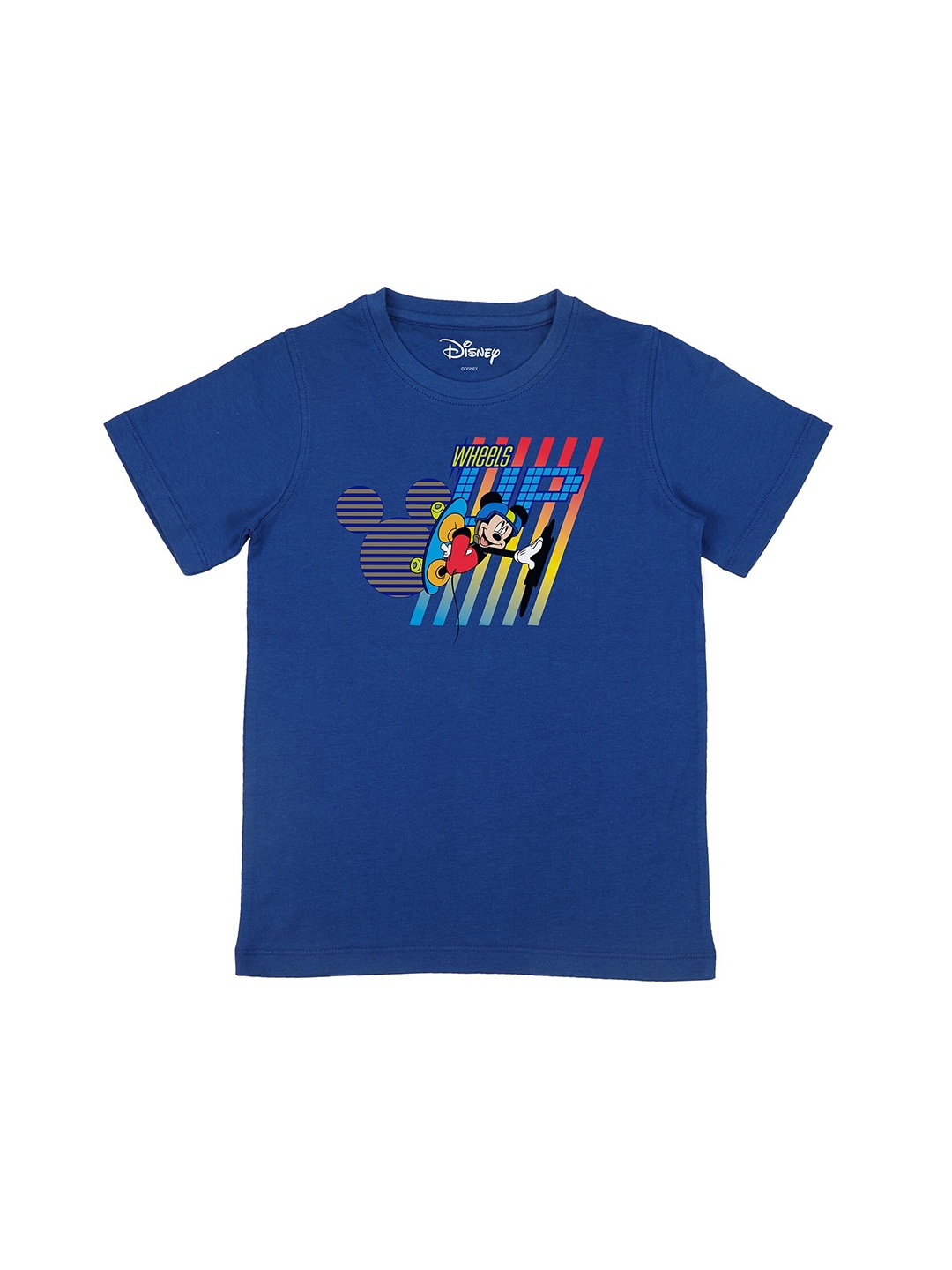 

Disney by Wear Your Mind Boys Blue Mickey Mouse Printed Pure Cotton T-shirt