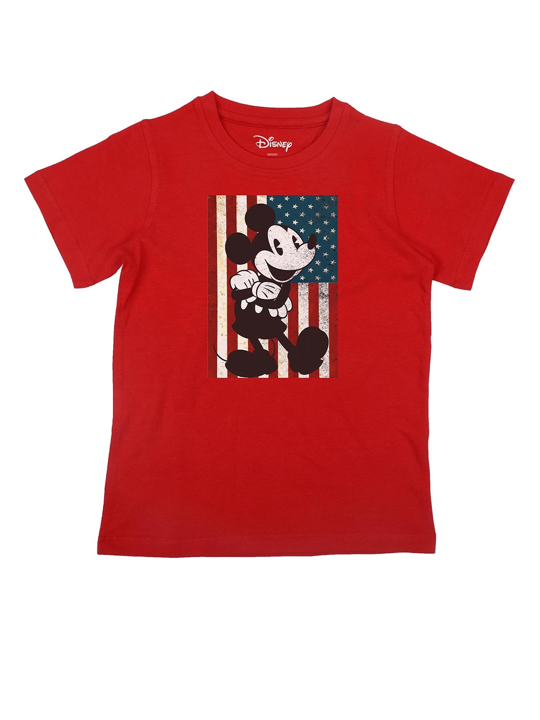 Disney by Wear Your Mind Boys Red Mickey Mouse Printed Round Neck T-shirt