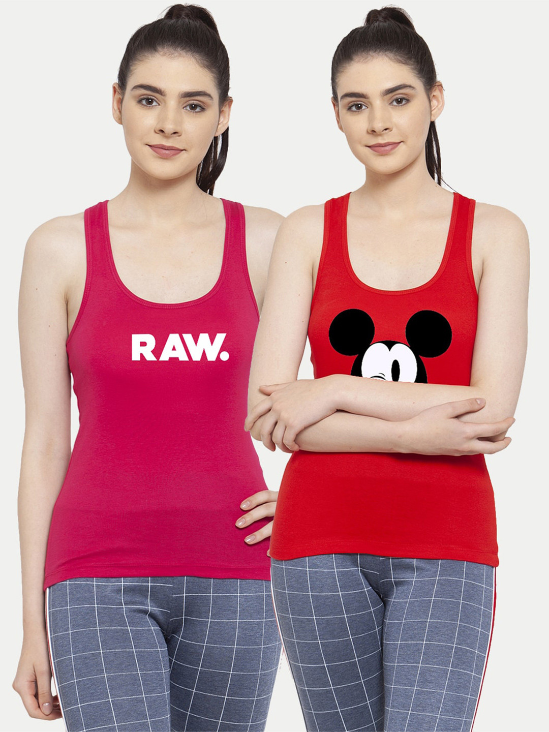 

Friskers Red Pack of 2 Printed Tank Top