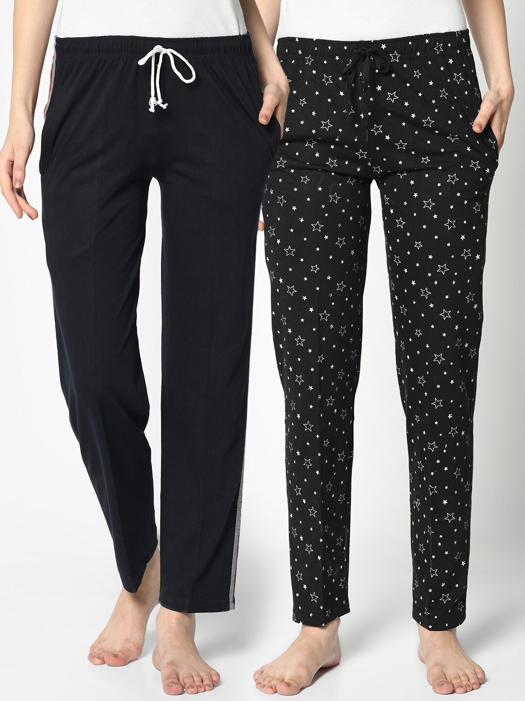 

VIMAL JONNEY Women Pack Of 2 Lounge Pants, Black