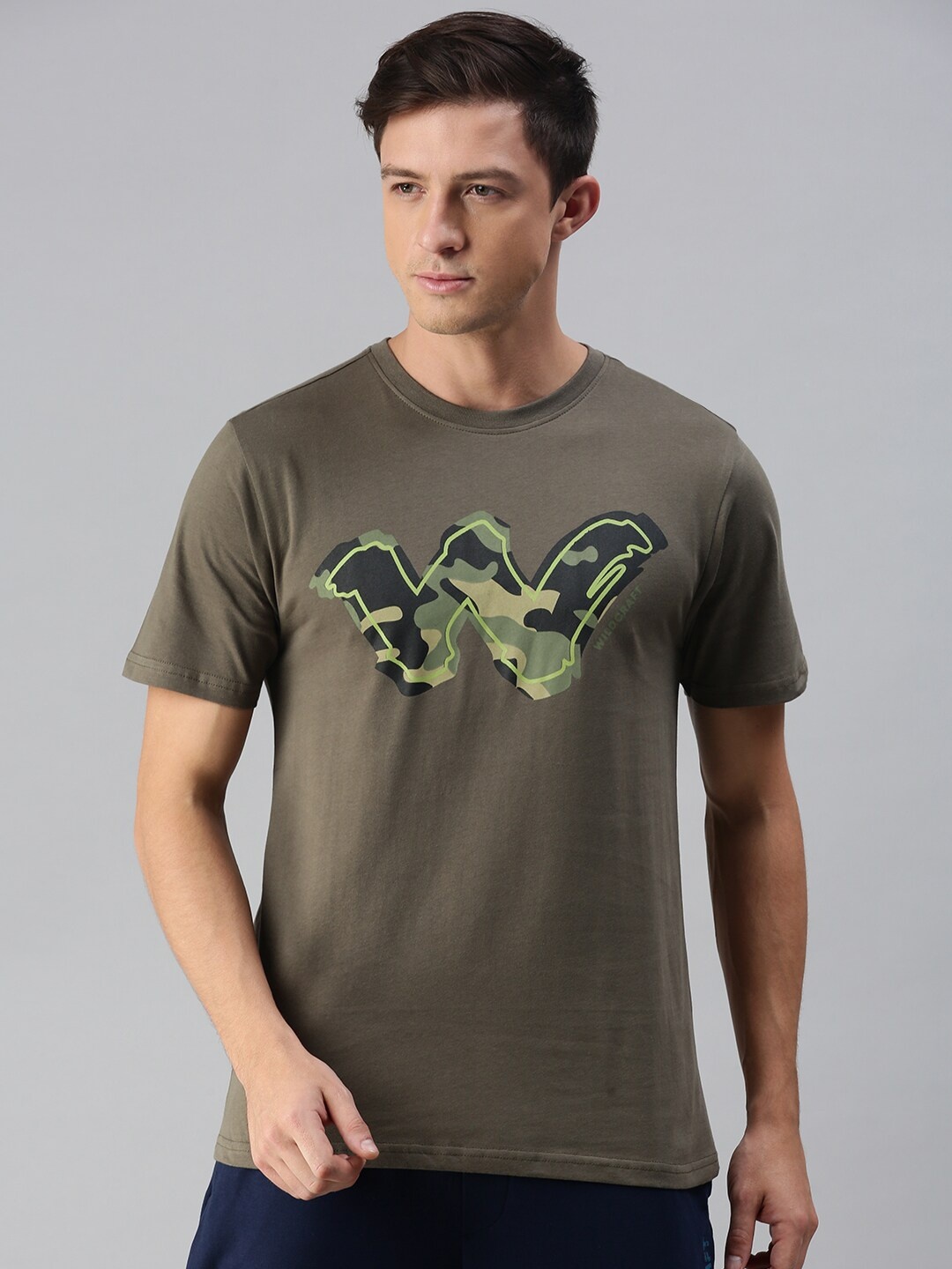 

Wildcraft Men Olive Green Brand Logo Printed T-shirt