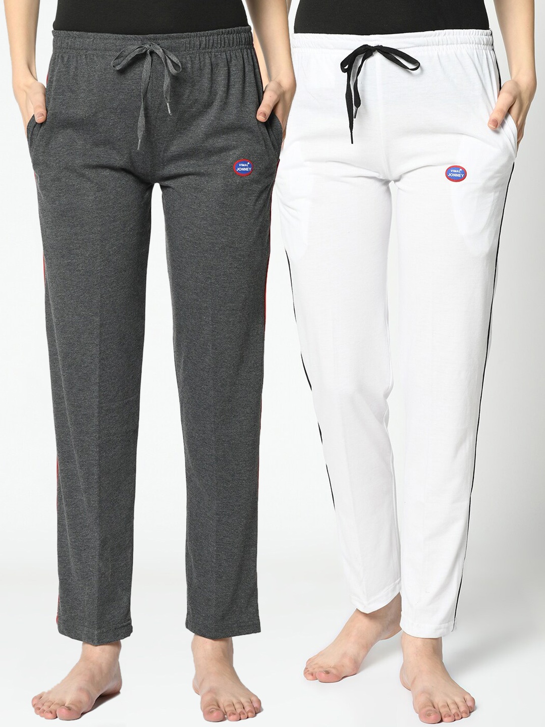 

VIMAL JONNEY Women Pack Of 2 Solid Lounge Pants, Grey