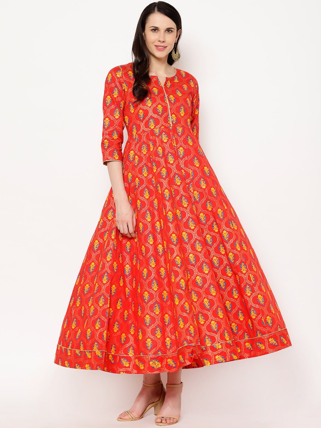 

Ramas Women Red Ethnic Motifs Printed Anarkali Kurta