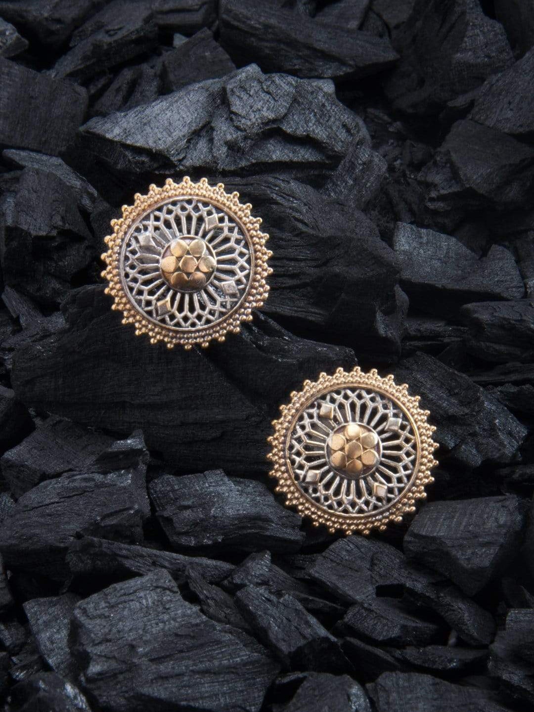 

Rubans Silver-Plated & Gold-Toned Circular Studs Earrings