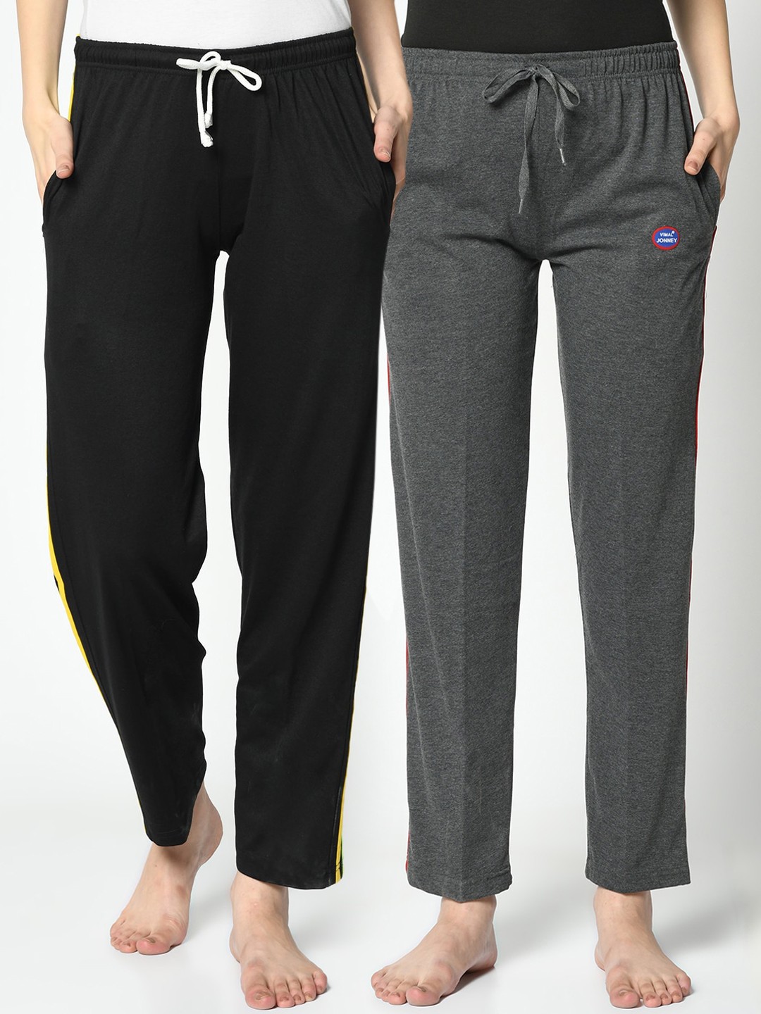 

VIMAL JONNEY Women Pack Of 2 Solid Lounge Pants, Grey