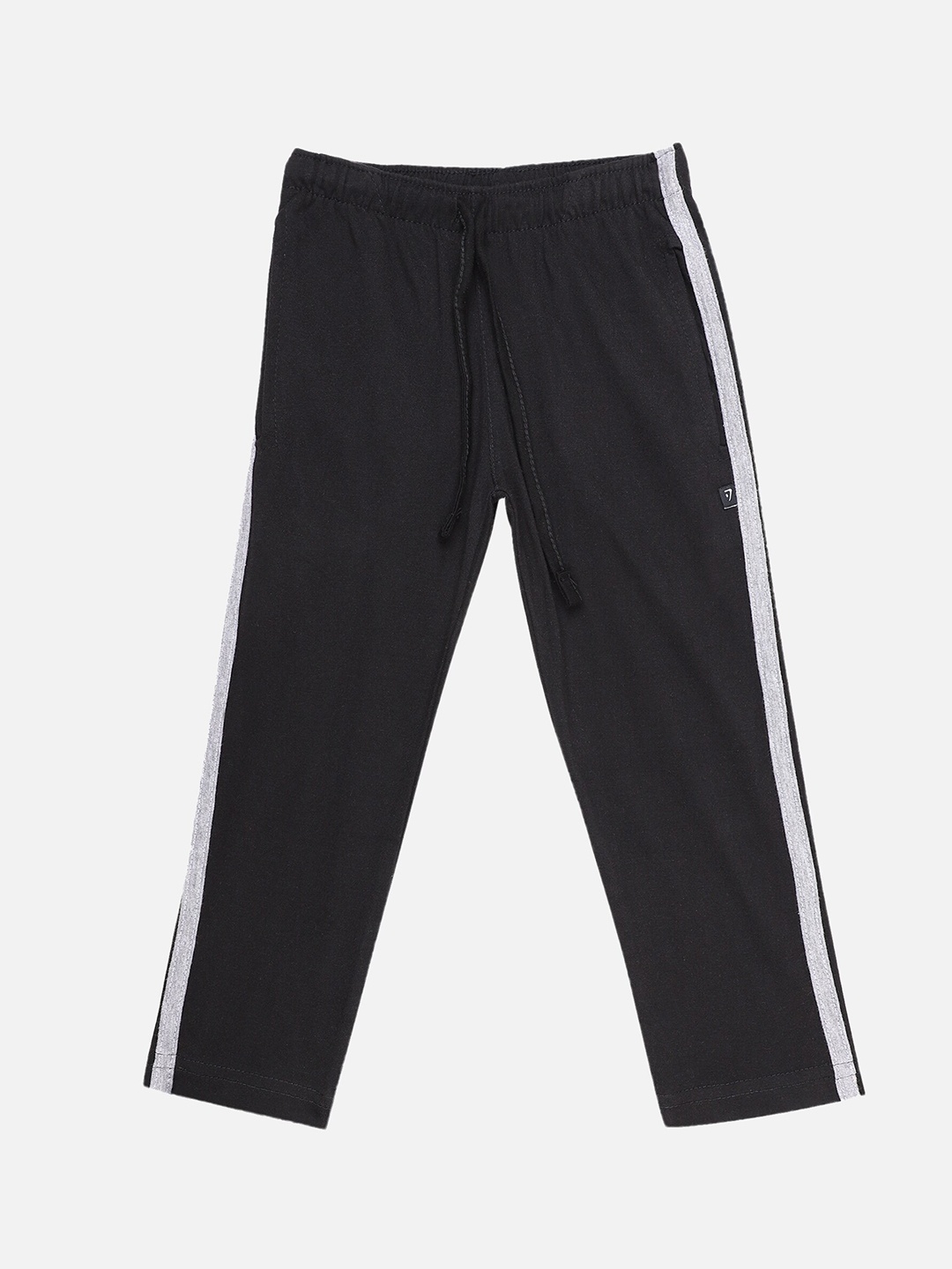 

PROTEENS Boys Black Solid Straight-Fit Cotton Track Pants