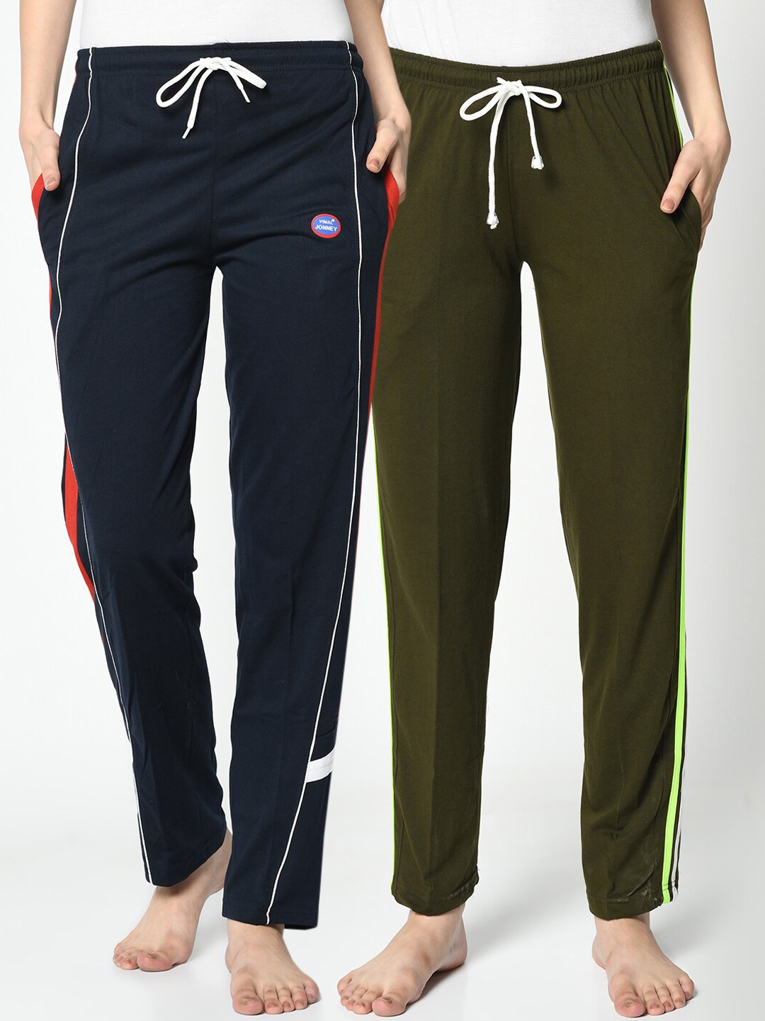 

VIMAL JONNEY Women Pack Of 2 Solid Lounge Pants, Olive