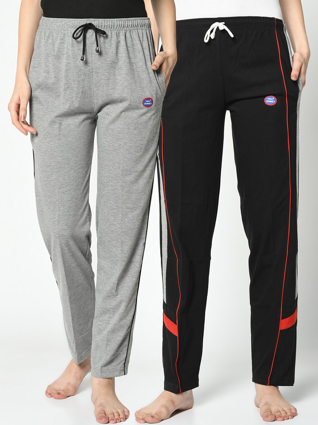 

VIMAL JONNEY Women Pack Of 2 Solid Lounge Pants, Grey