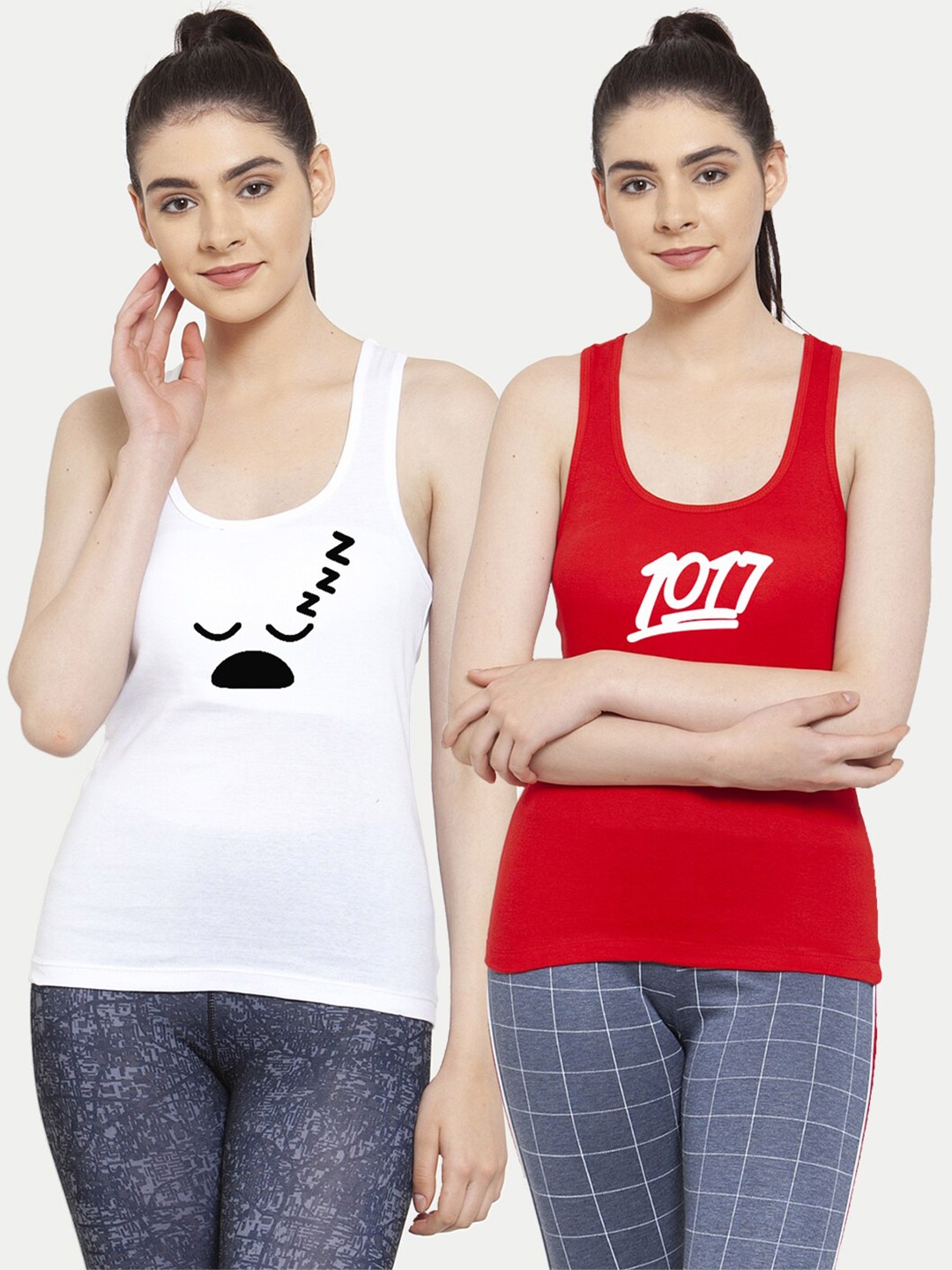 

Friskers White & Red Set of 2 Tank Top