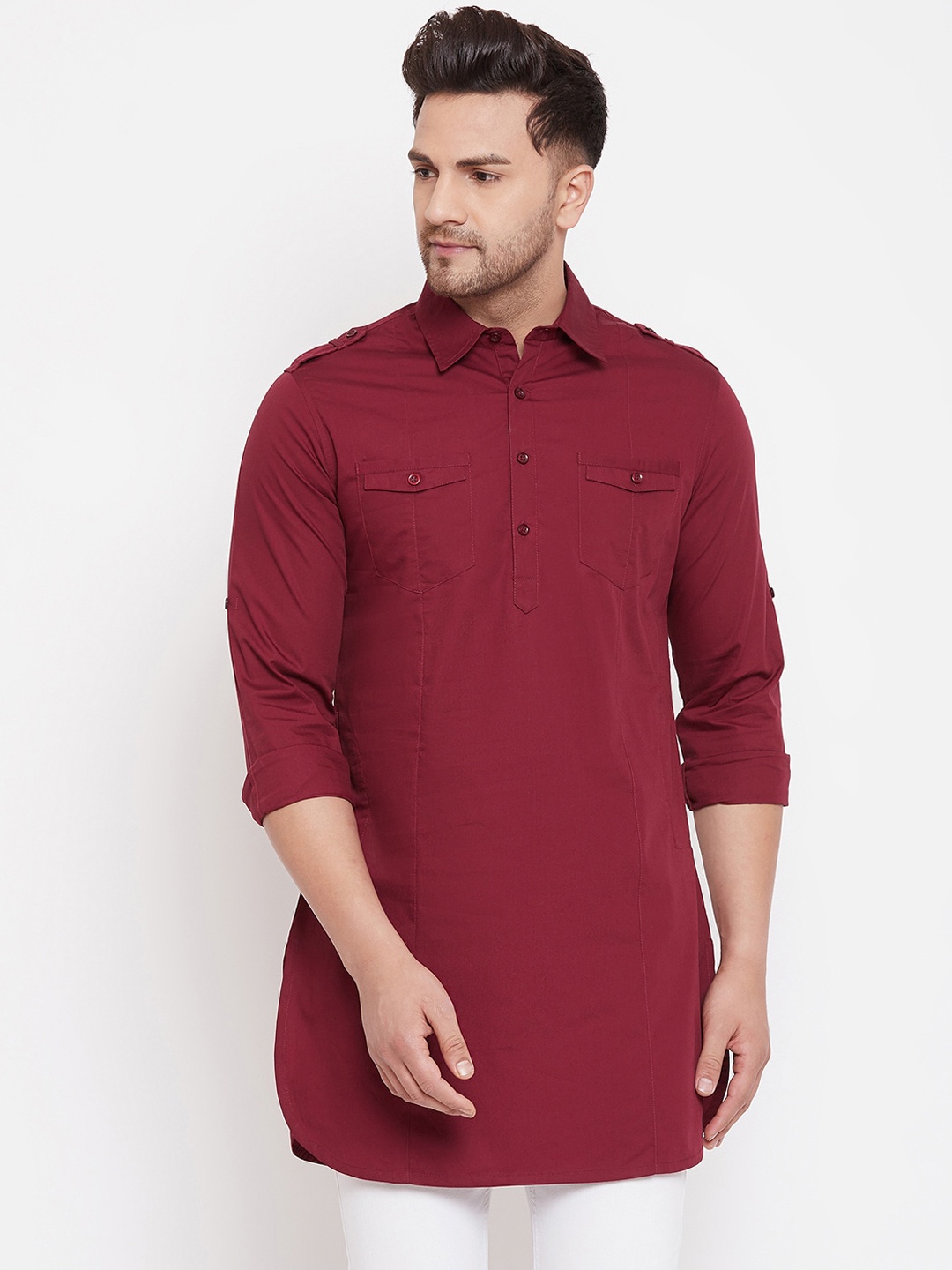 

Hypernation Men Maroon Pathani Kurta