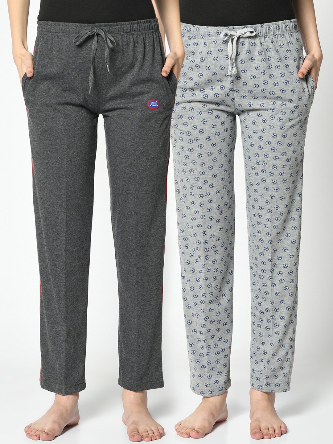

VIMAL JONNEY Women Pack Of 2 Printed Lounge Pants, Grey