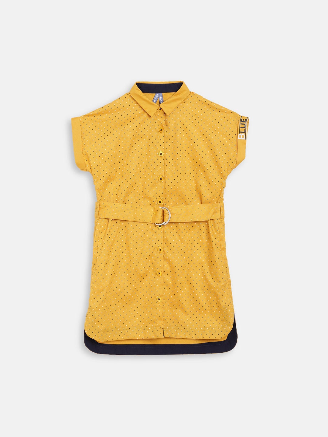 

Blue Giraffe Yellow Printed Shirt Dress