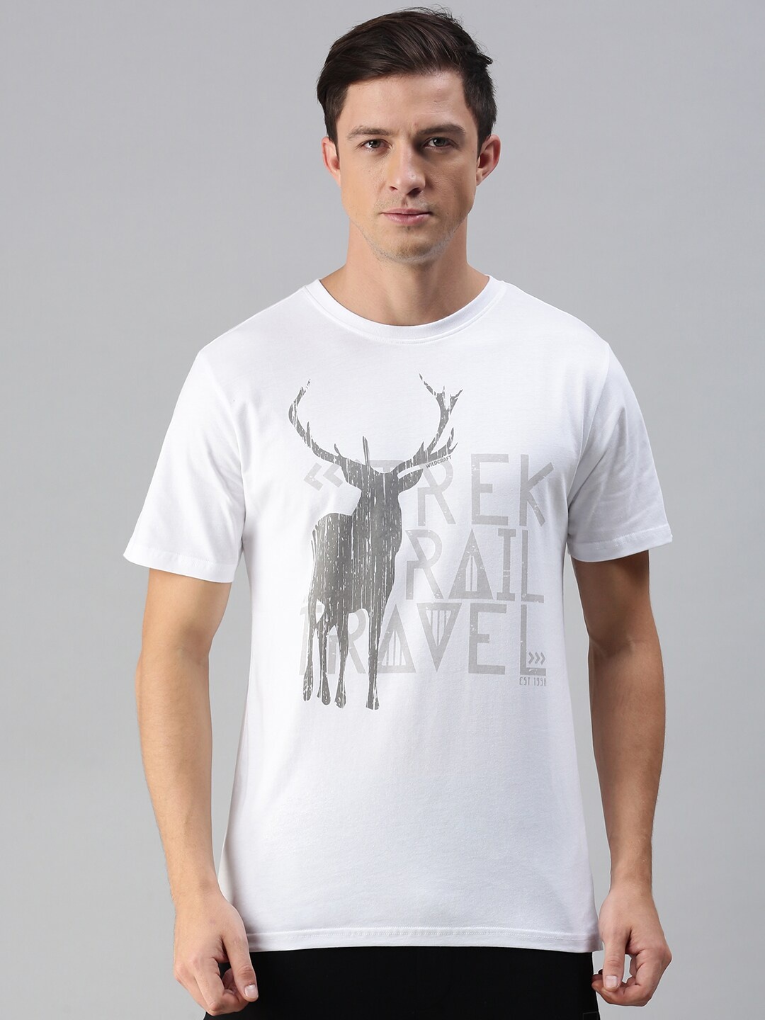 

Wildcraft Men White Printed Slim Fit T-shirt