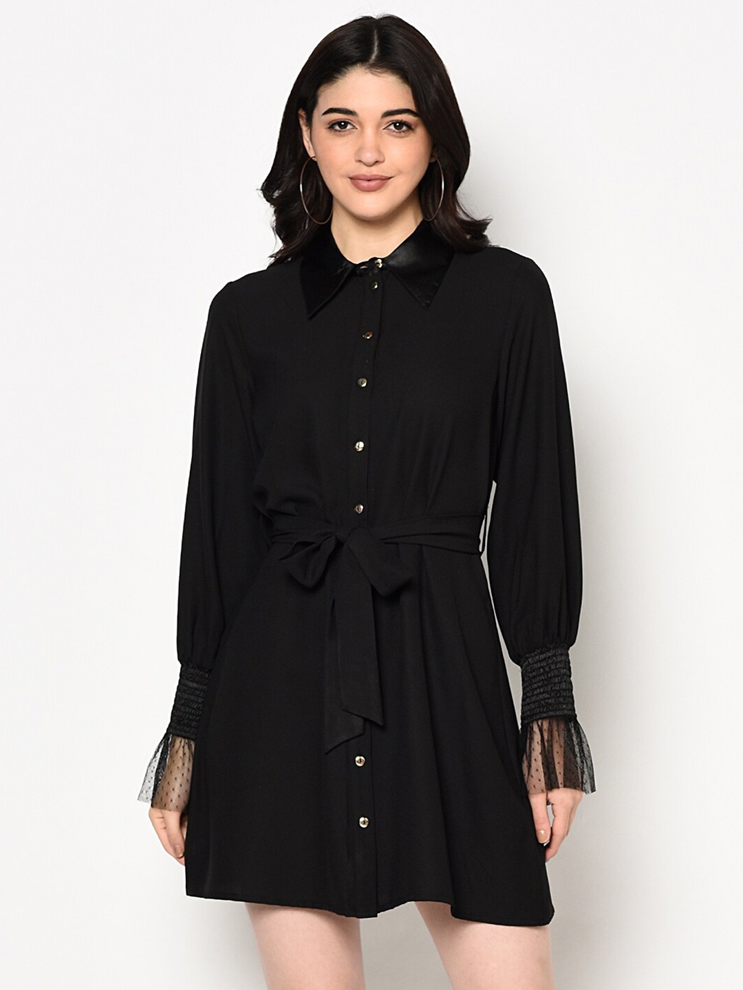 BLANC9 Black Shirt Collar Tunic