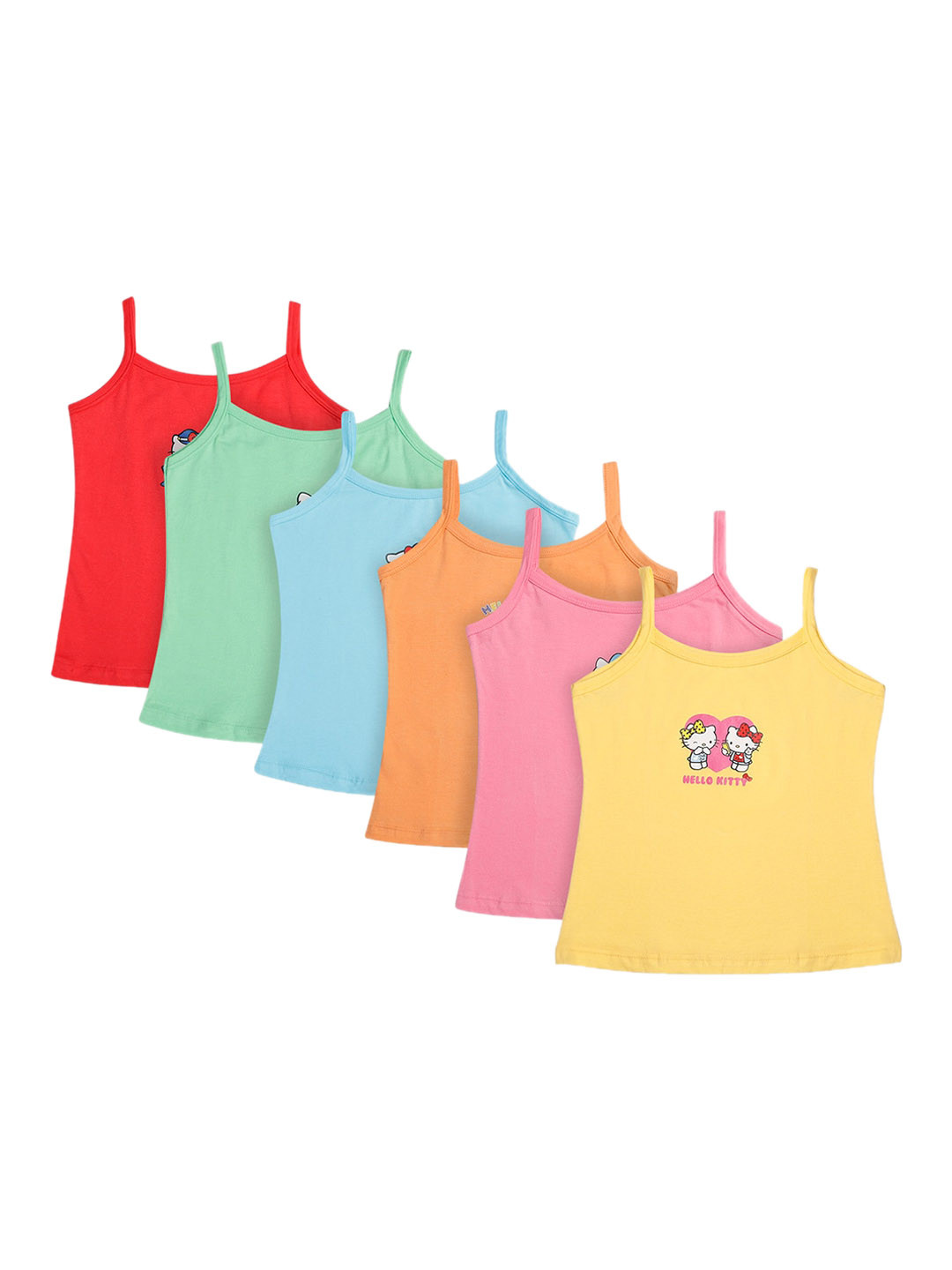 

Bodycare Kids Girls Pack Of 6 Assorted Hello Kitty Printed Cotton Innerwear Vests