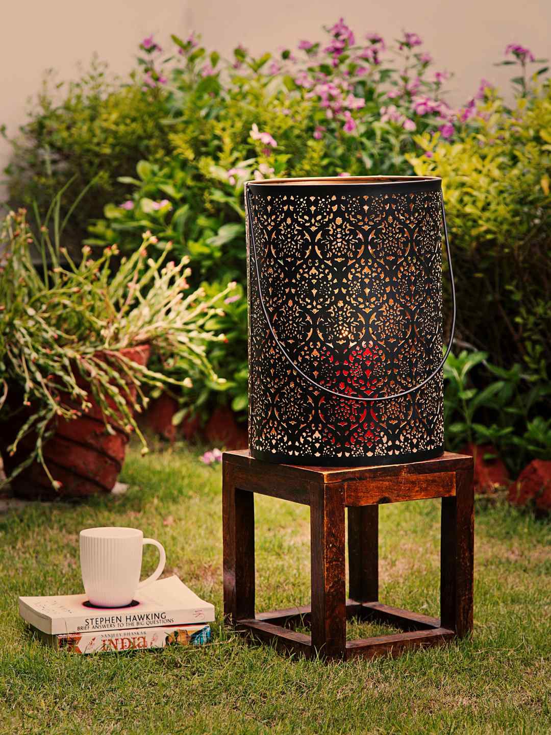

Amoliconcepts Black Textured Contemporary Table Lantern