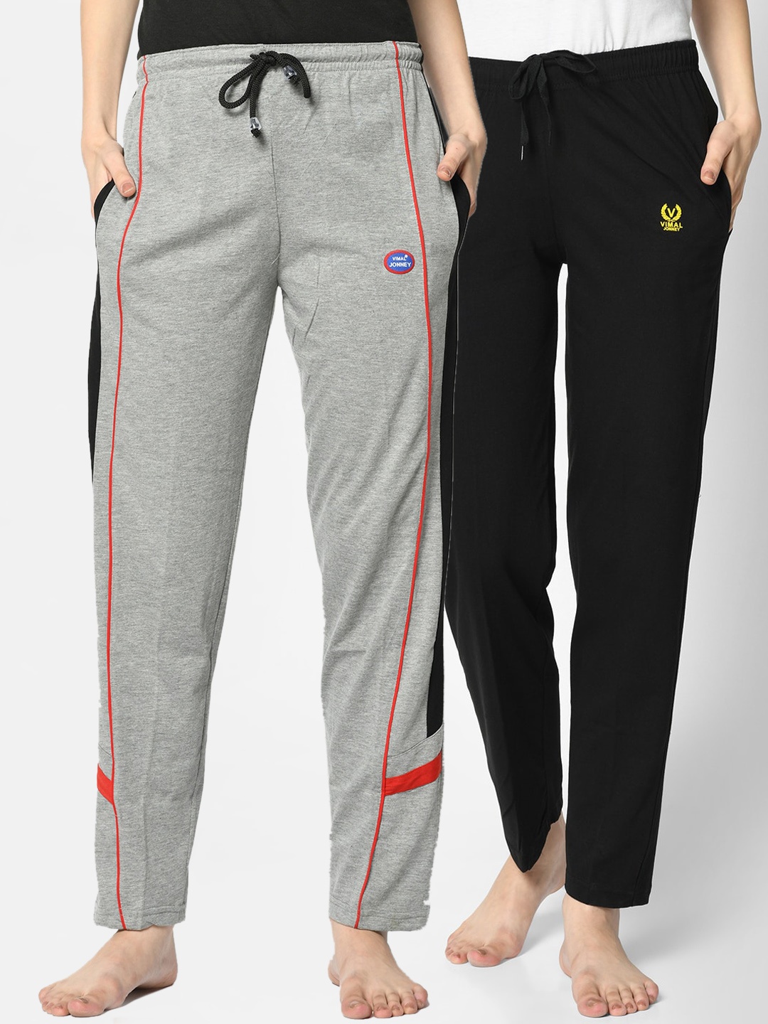 

VIMAL JONNEY Women Pack Of 2 Solid Lounge Pants, Grey