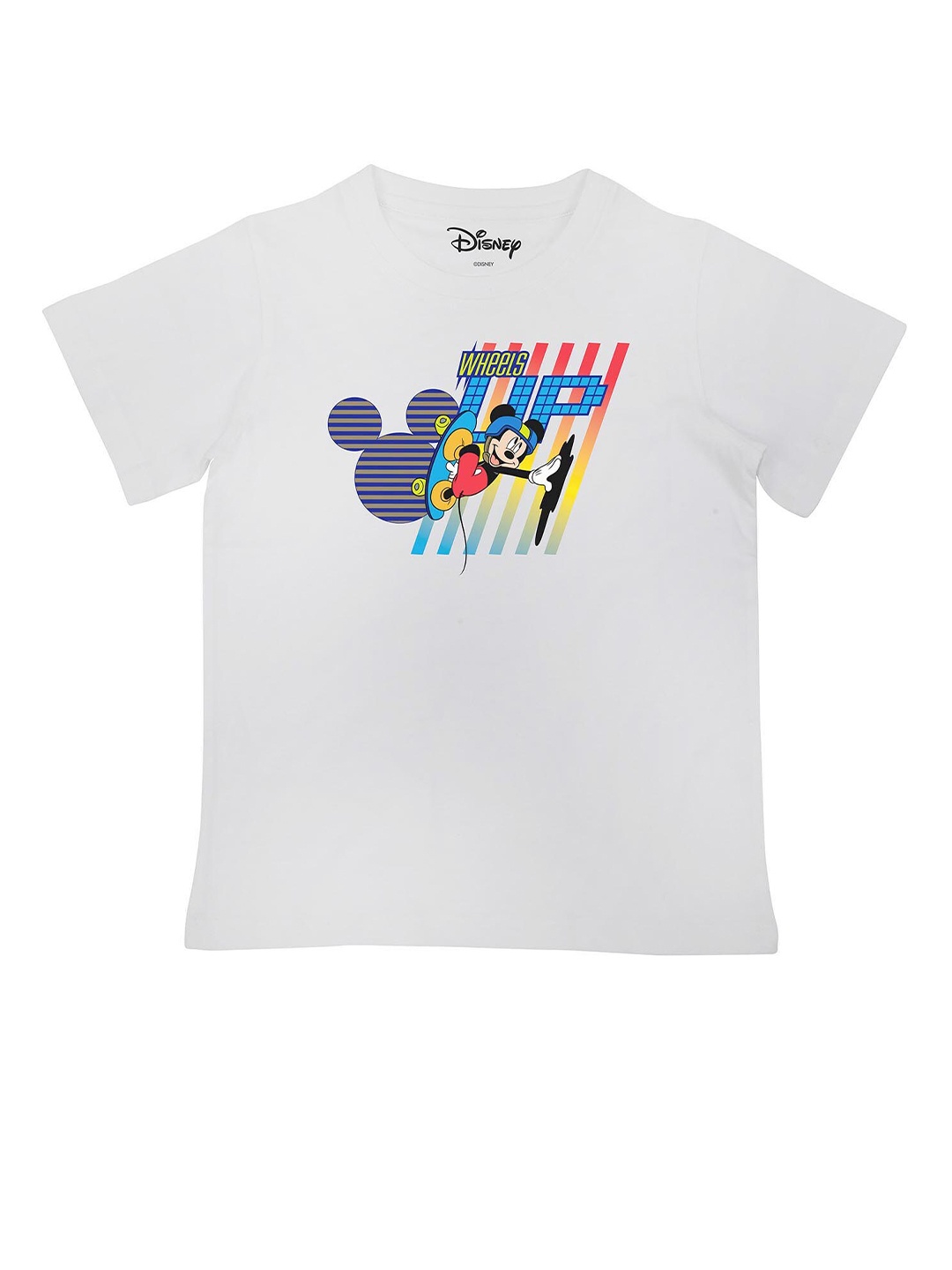 

Disney by Wear Your Mind Boys White & Blue Mickey Mouse Printed T-shirt