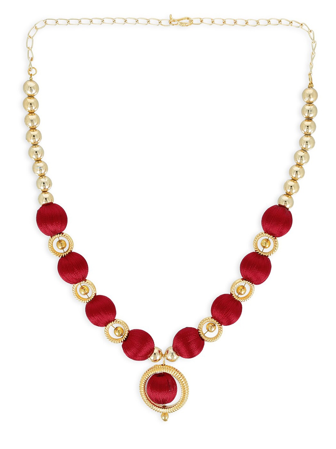 

AKSHARA Gold-Toned & Red Handcrafted Choker Necklace