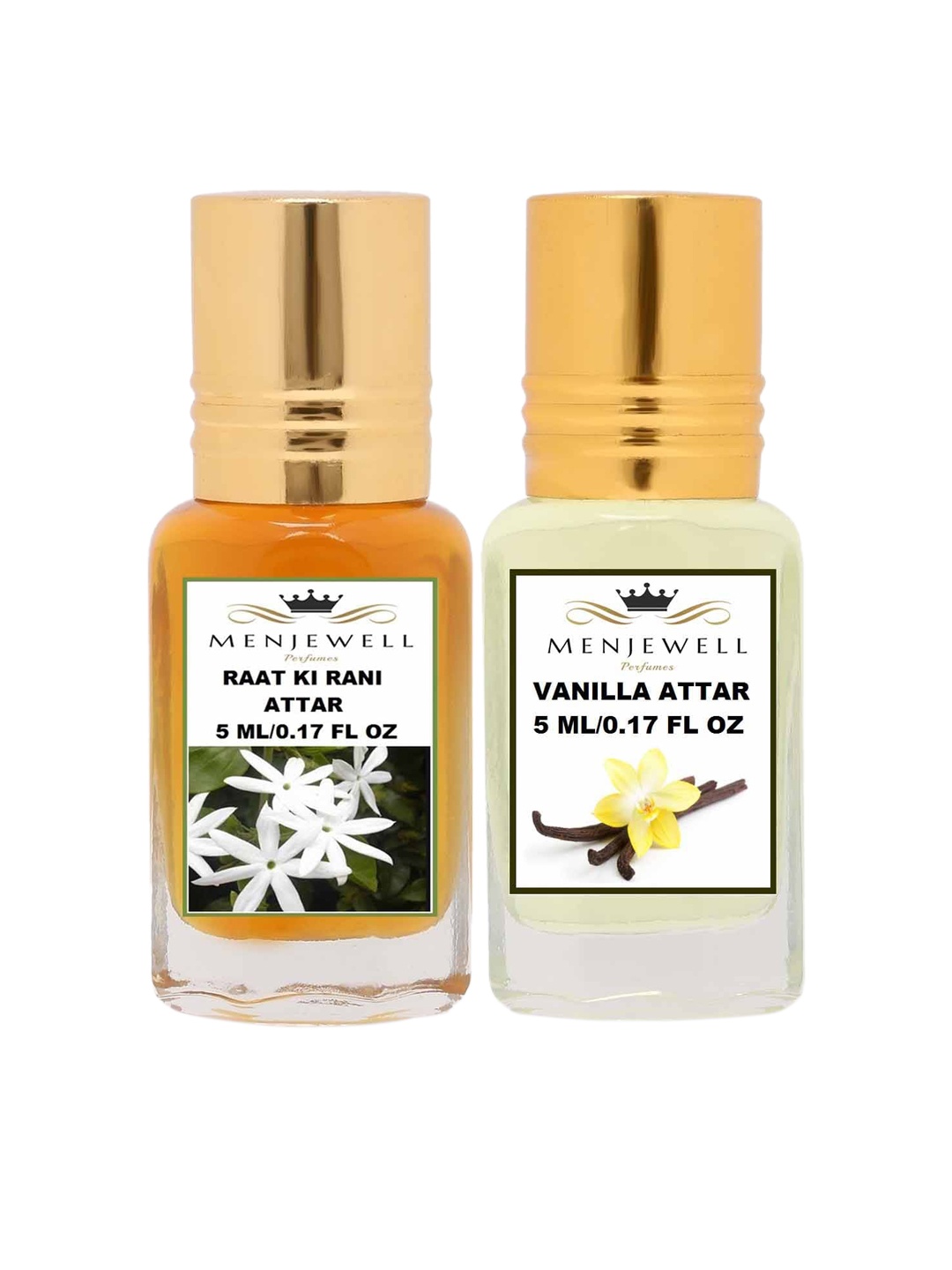 

Menjewell Unisex Raat Ki Rani Pack of 2 Vanilla Attar, Transparent