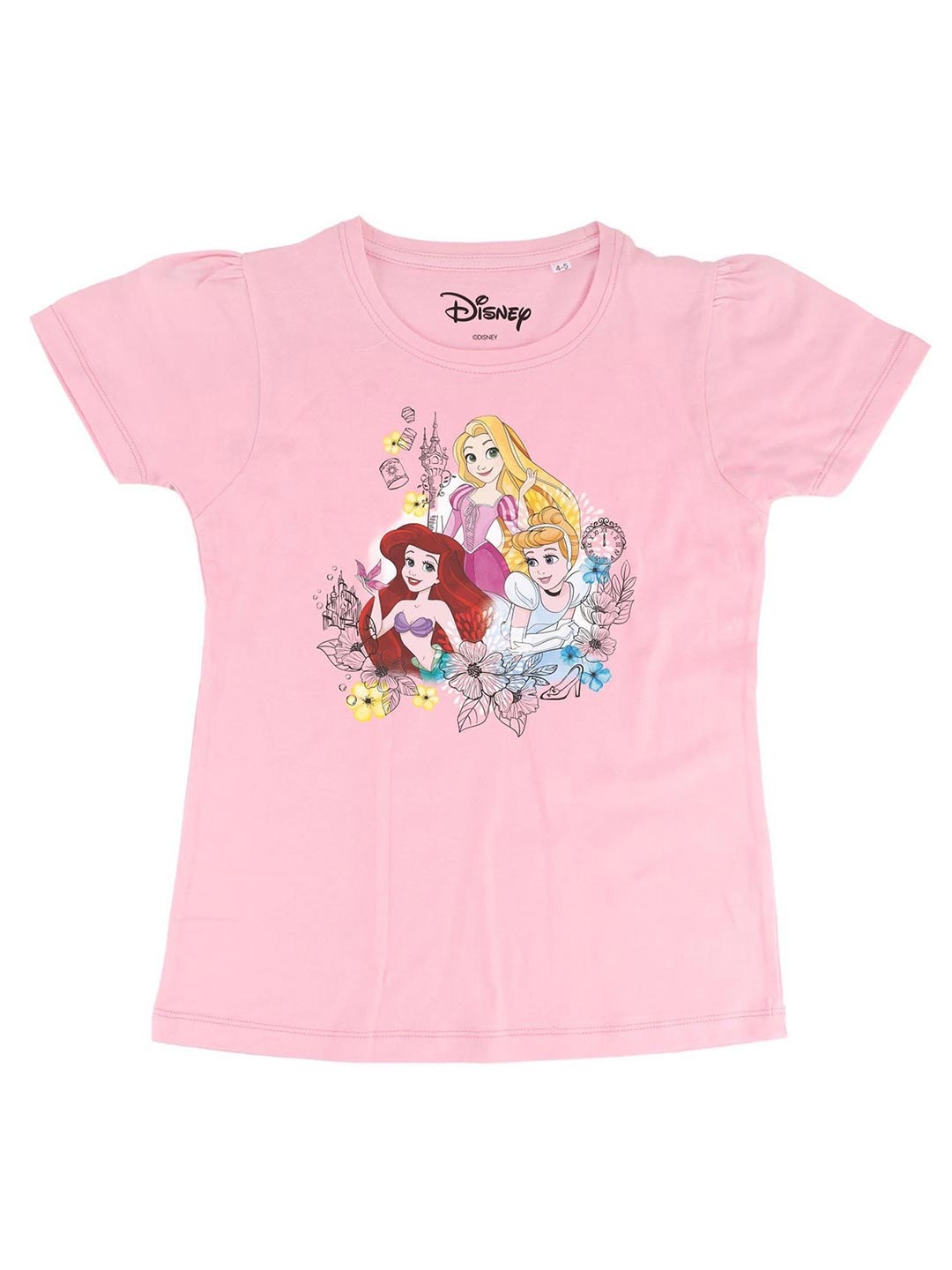 

Disney by Wear Your Mind Girls Pink Disney Princess Printed Cotton Pure Cotton T-shirt