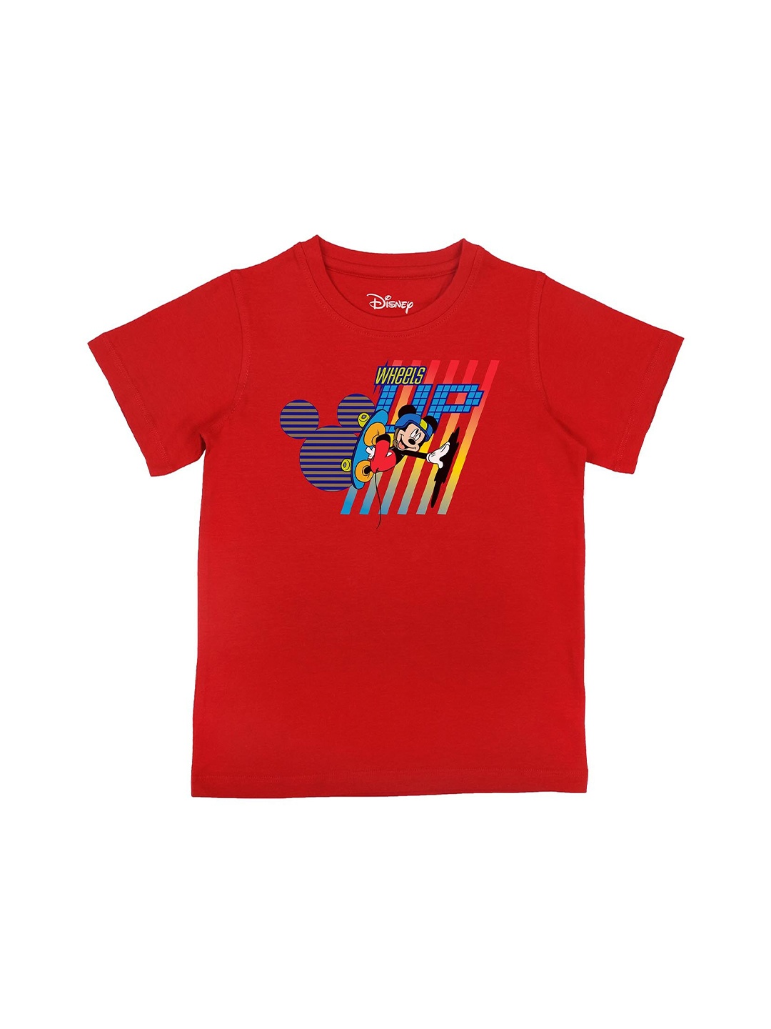 

Disney by Wear Your Mind Boys Red Mickey Mouse Printed Pure Cotton T-shirt