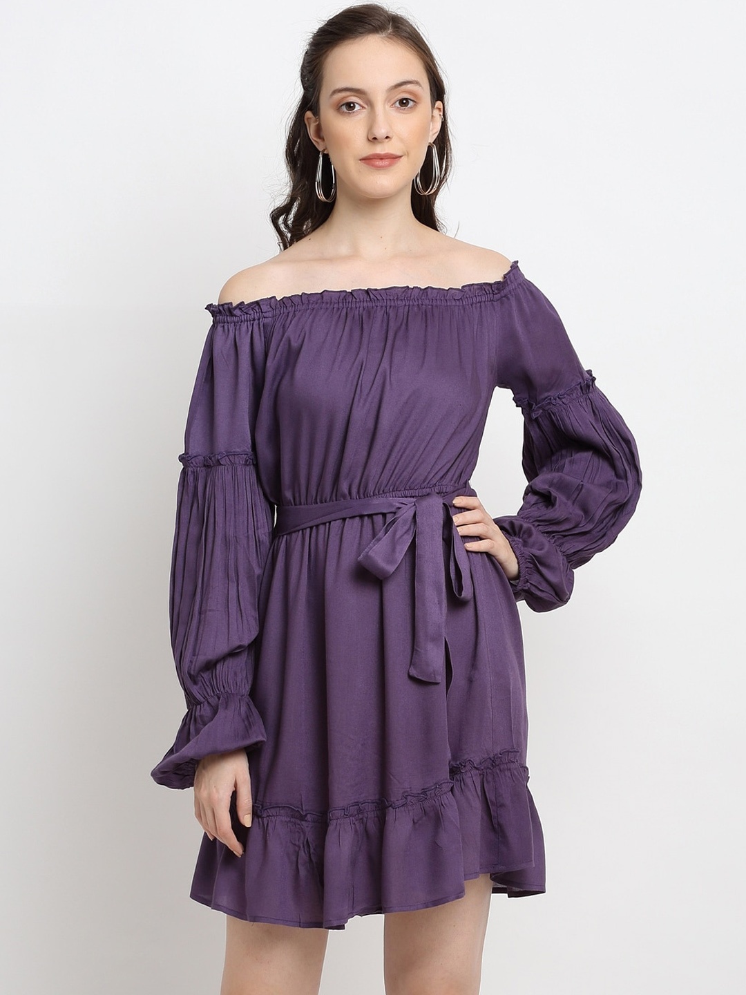 

DIVA WALK EXCLUSIVE Purple Off-Shoulder Dress