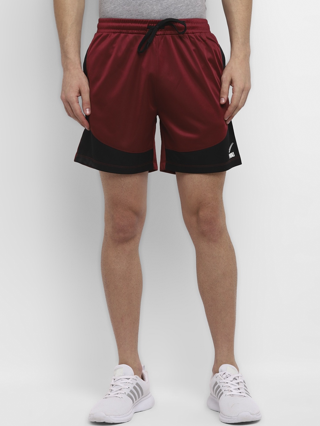

Yuuki Men Maroon and Black Colourblocked Mid-Rise Rapid Dry Running Sports Shorts