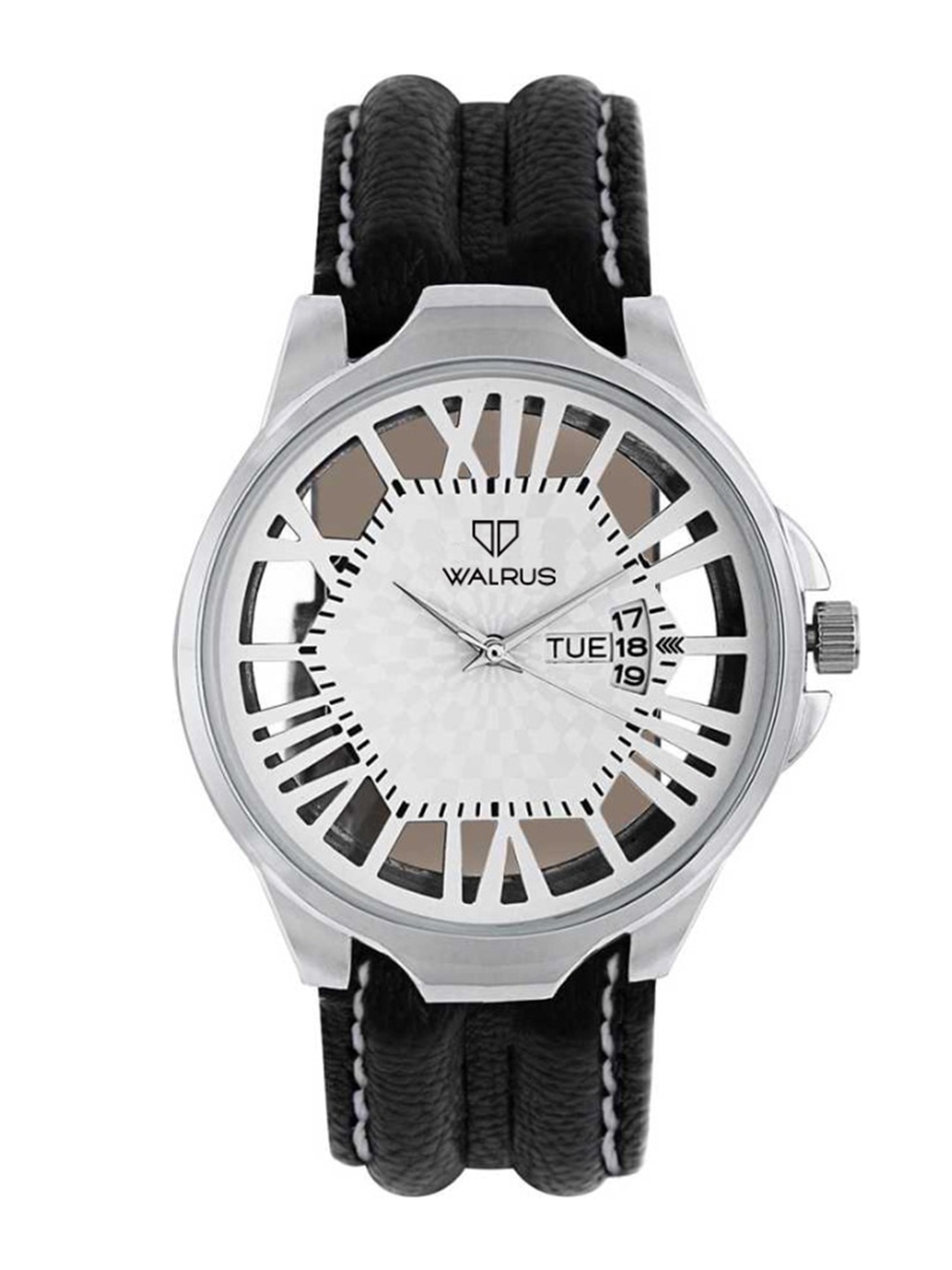 

Walrus Men White Brass Skeleton Dial & Black Straps Analogue Watch