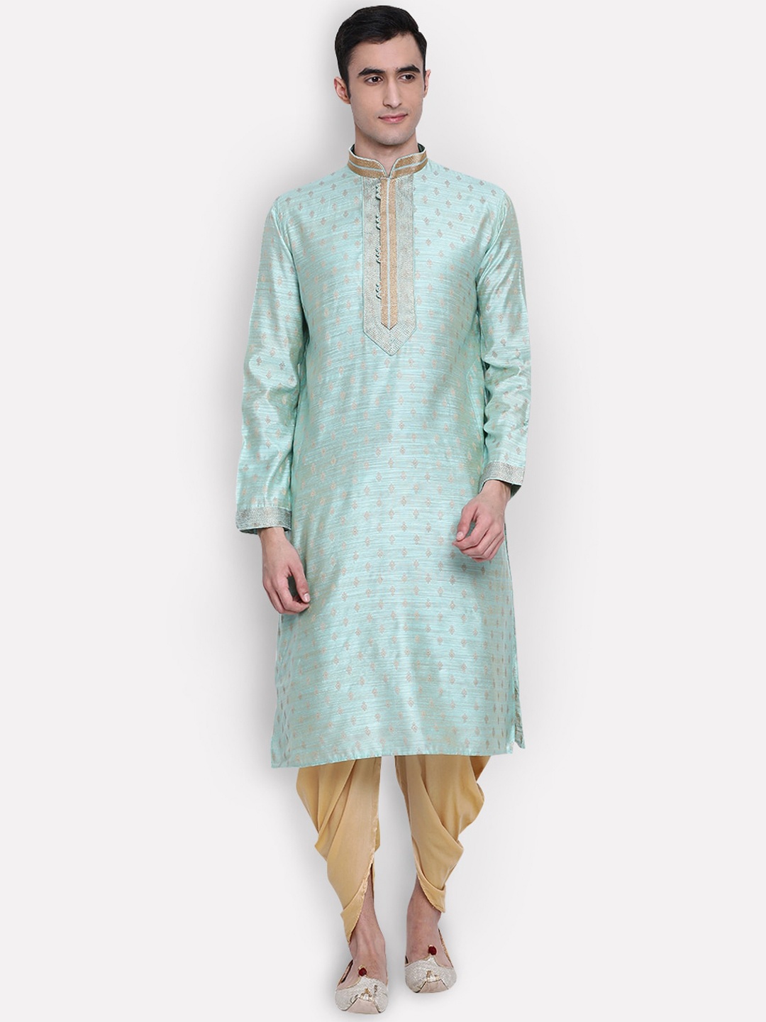 

Sanwara Men Blue Ethnic Motifs Kurta with Dhoti Pants
