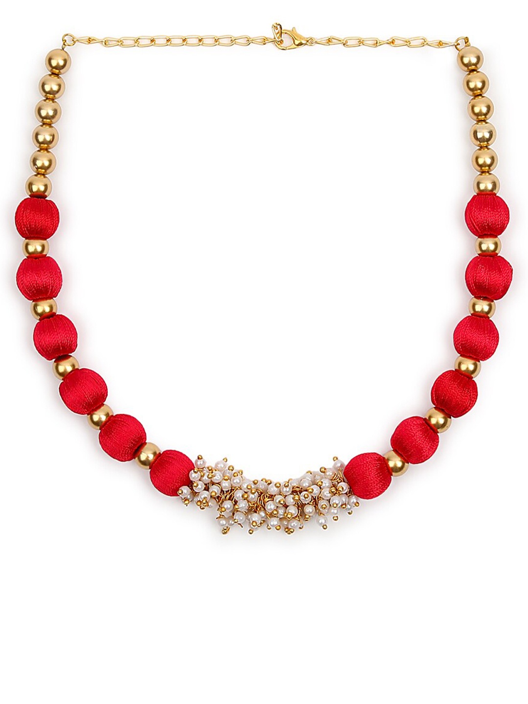 

AKSHARA Red & Gold-Toned Handcrafted Choker Necklace
