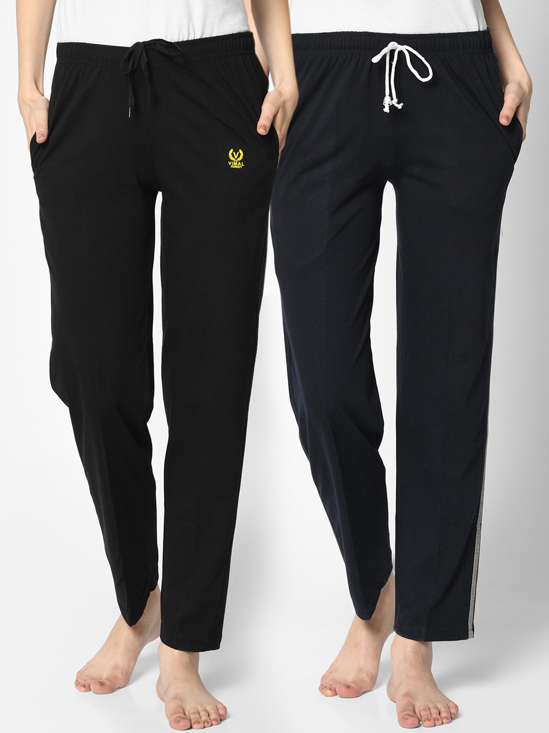 

VIMAL JONNEY Women Pack Of 2 Navy Blue Solid Lounge Pants
