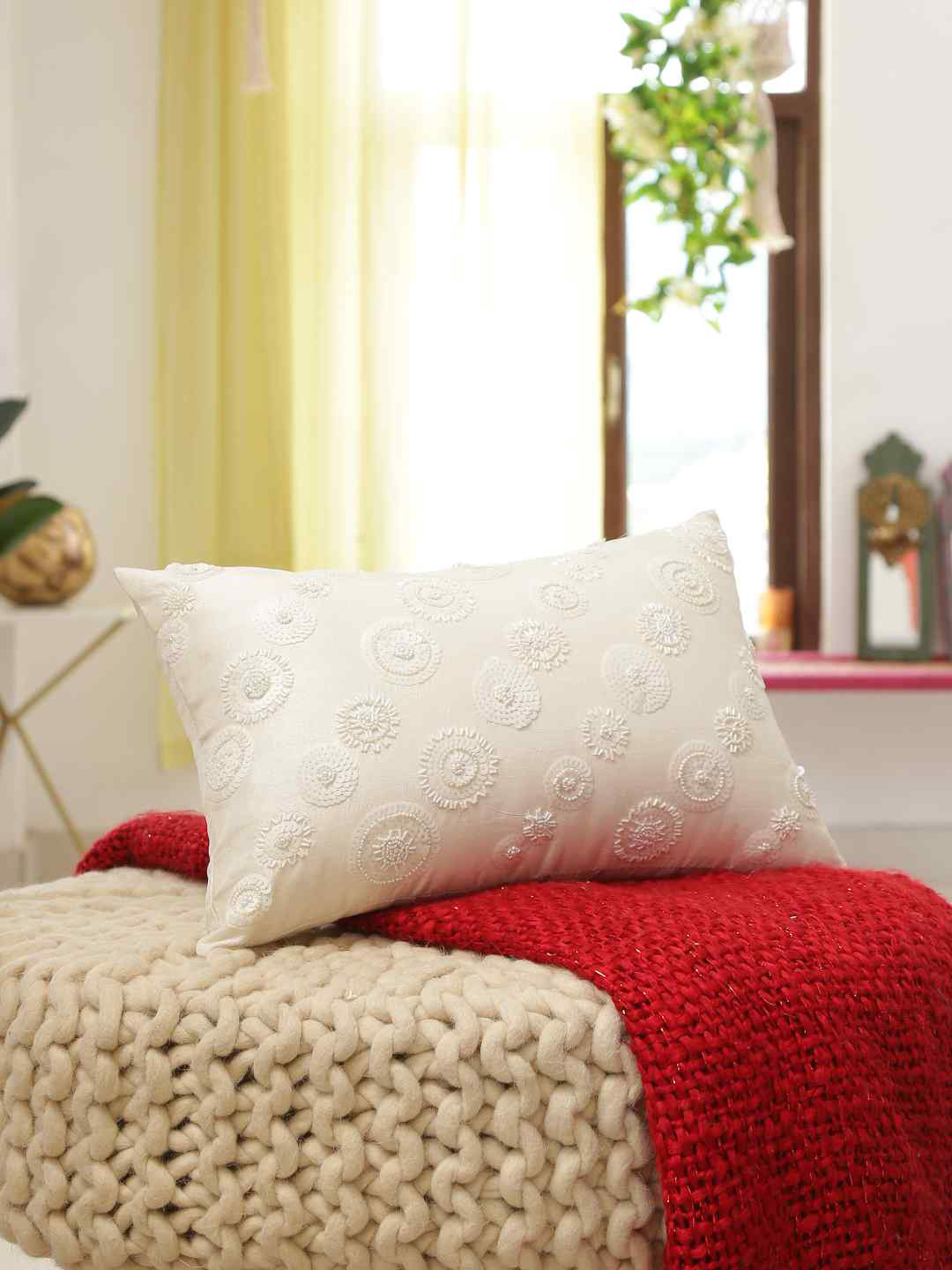 

Amoliconcepts White Embroidered Rectangle Cushion Covers