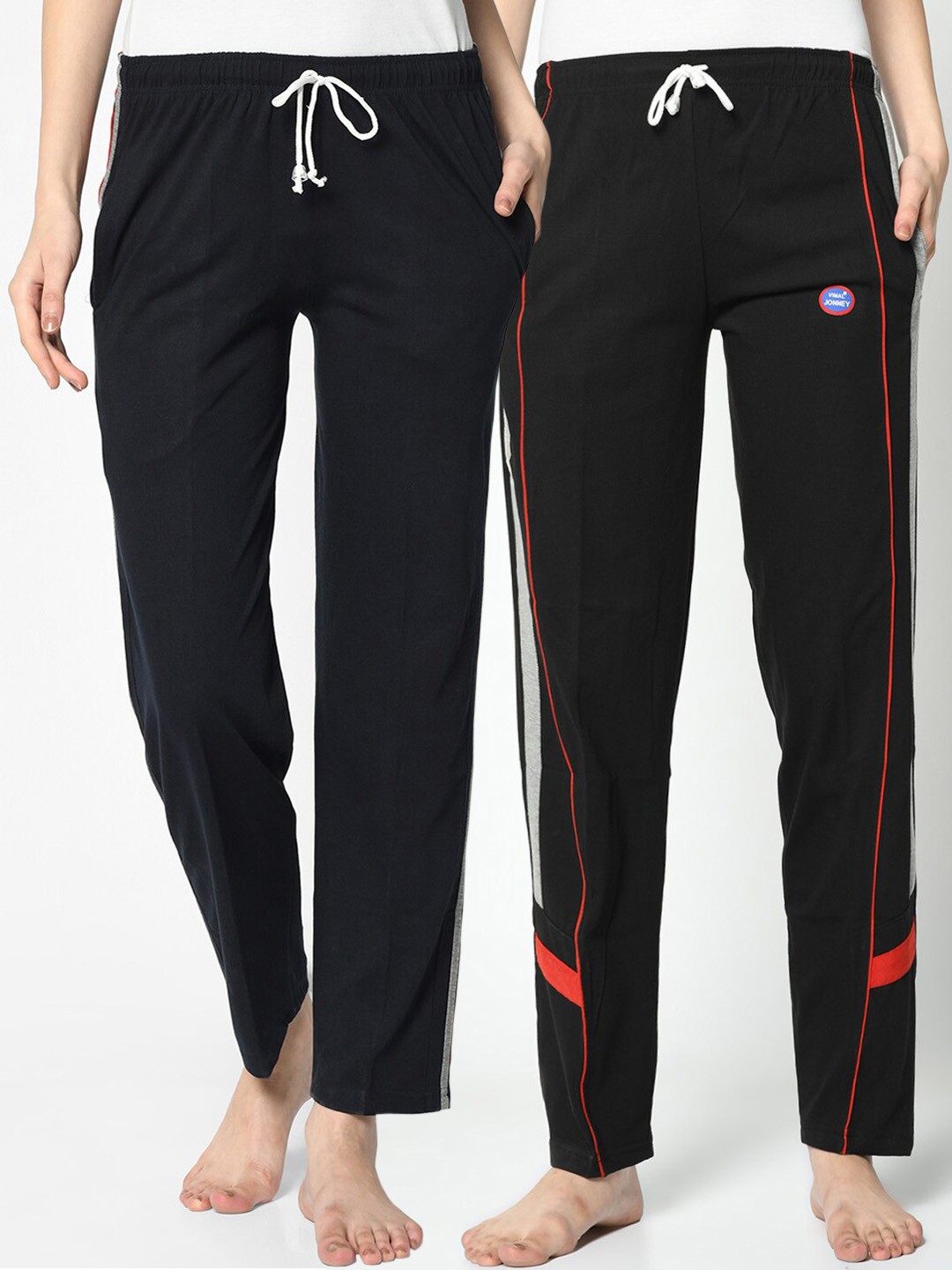 

VIMAL JONNEY Women Pack Of 2 Solid Lounge Pants, Navy blue