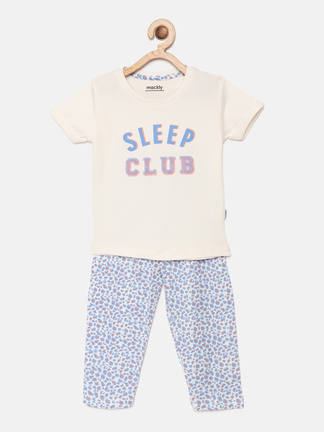 

mackly Girls Rose & Blue Printed Night suit