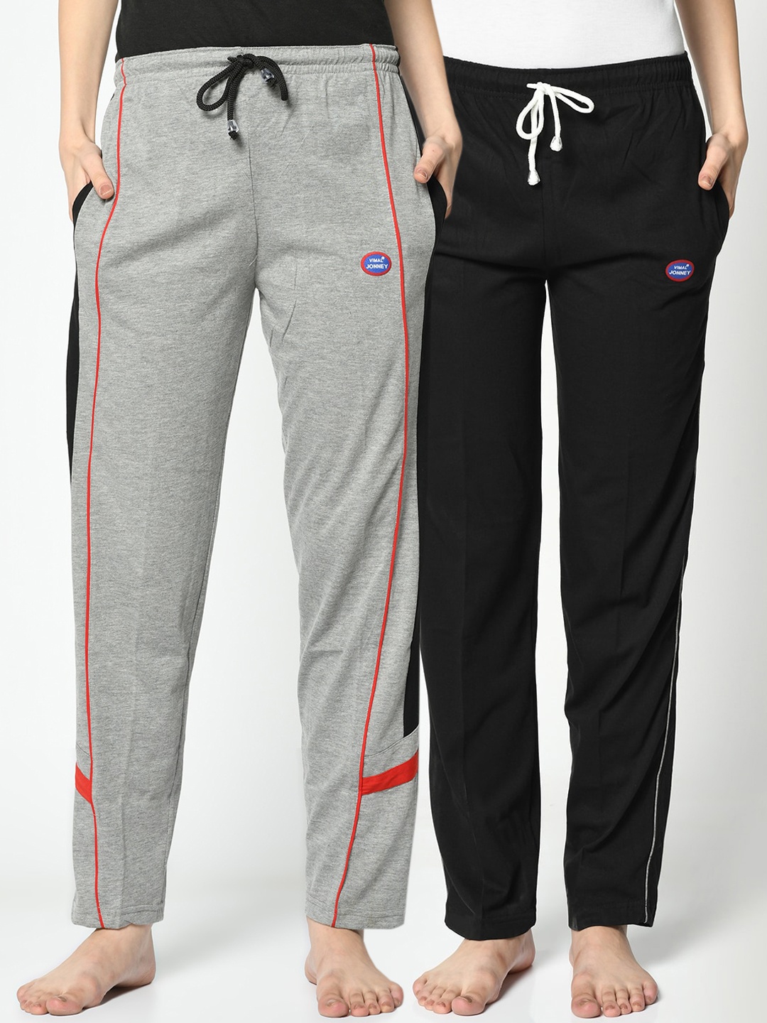 

VIMAL JONNEY Women Pack Of 2 Solid Lounge Pants, Black