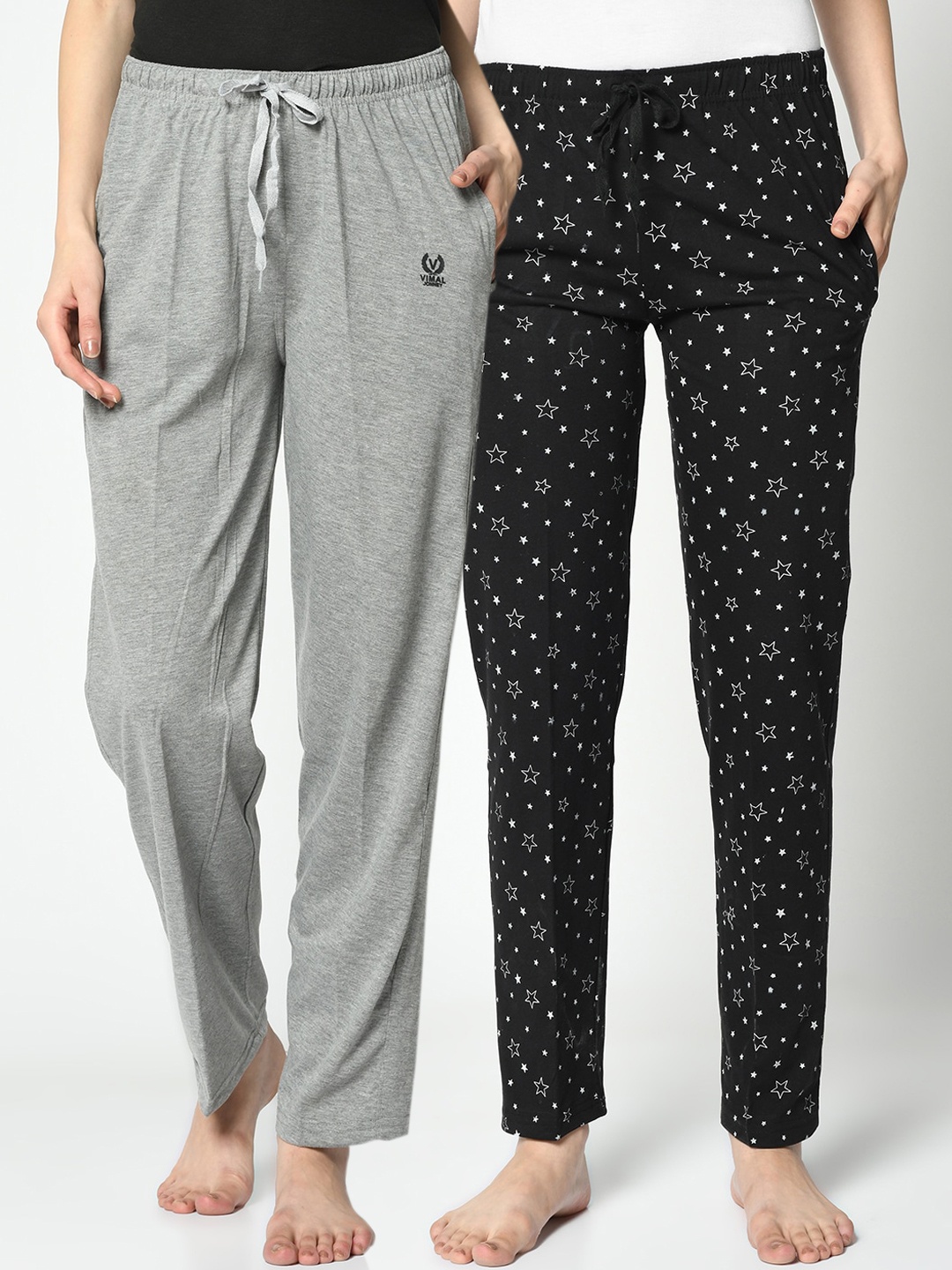 

VIMAL JONNEY Women Pack Of 2 Lounge Pants, Black