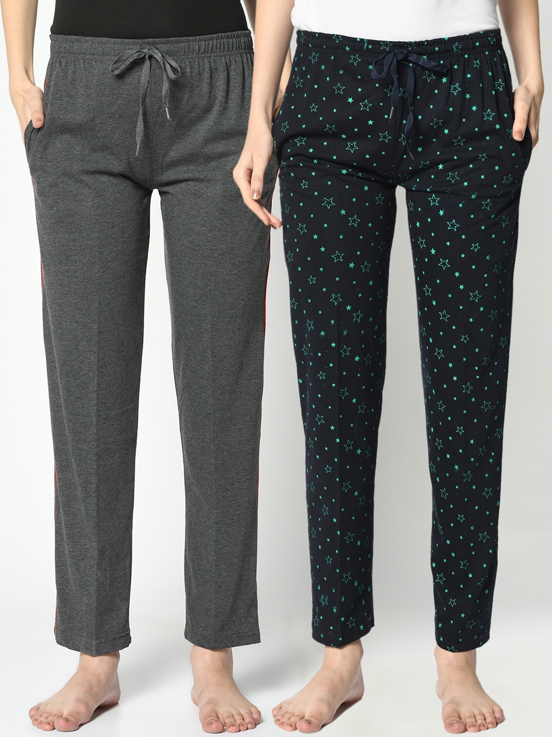 

VIMAL JONNEY Women Pack Of 2 Lounge Pants, Grey